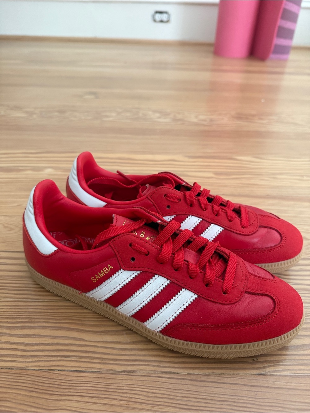 NWOT- Adidas Women’s Red Leather Samba Sneakers